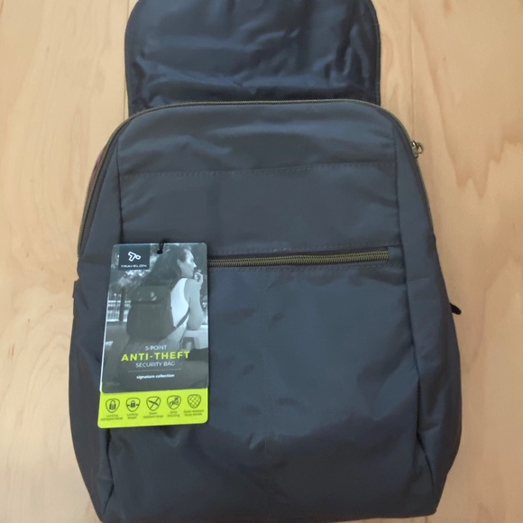 NEW TRAVELON ANTI-THEFT SIGNATURE SLIM BACKPACK PURSE SMOKE GRAY GREY main image 4